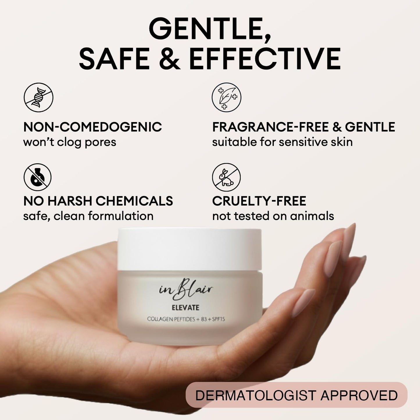 Inblair Elevate Moisturizing Cream for Face | Facial Care for Dry Skin with SPF | Hydrating Moisturizer Rich in Niacinamide, Hyaluronic Acid & Collagen Peptide | Anti Aging Day Cream