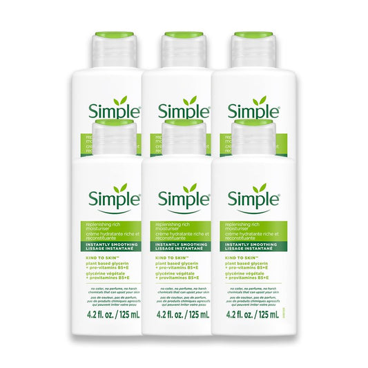 Simple Kind To Skin Replenishing Rich Moisturizer - Face Cream Nourishes and Hydrates - Face Moisturizer with Niacinamide, Vitamins B5 and E - 6 pc