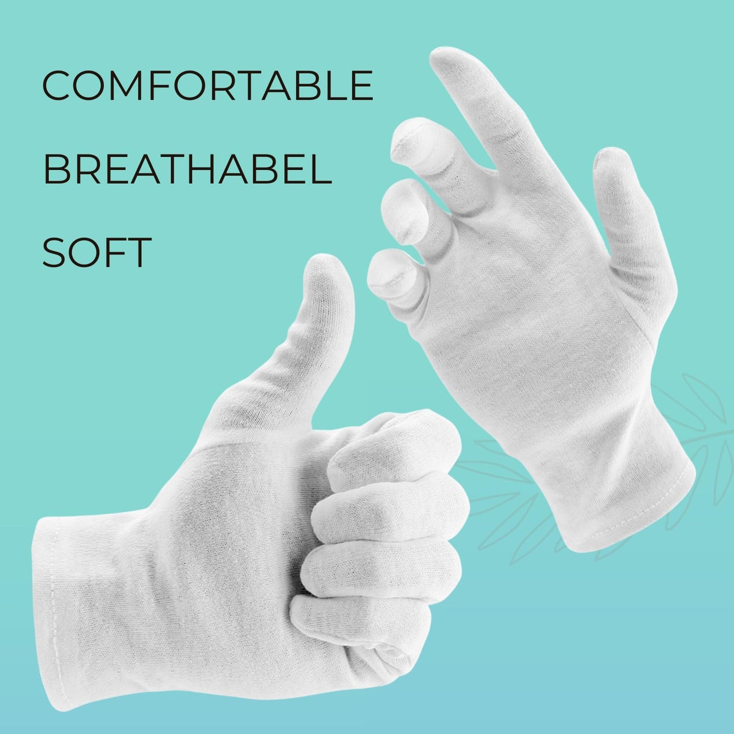 ANSMIO Cotton Gloves - 3 Pairs White, Moisturizing Night Gloves for Dry Hands, Size M
