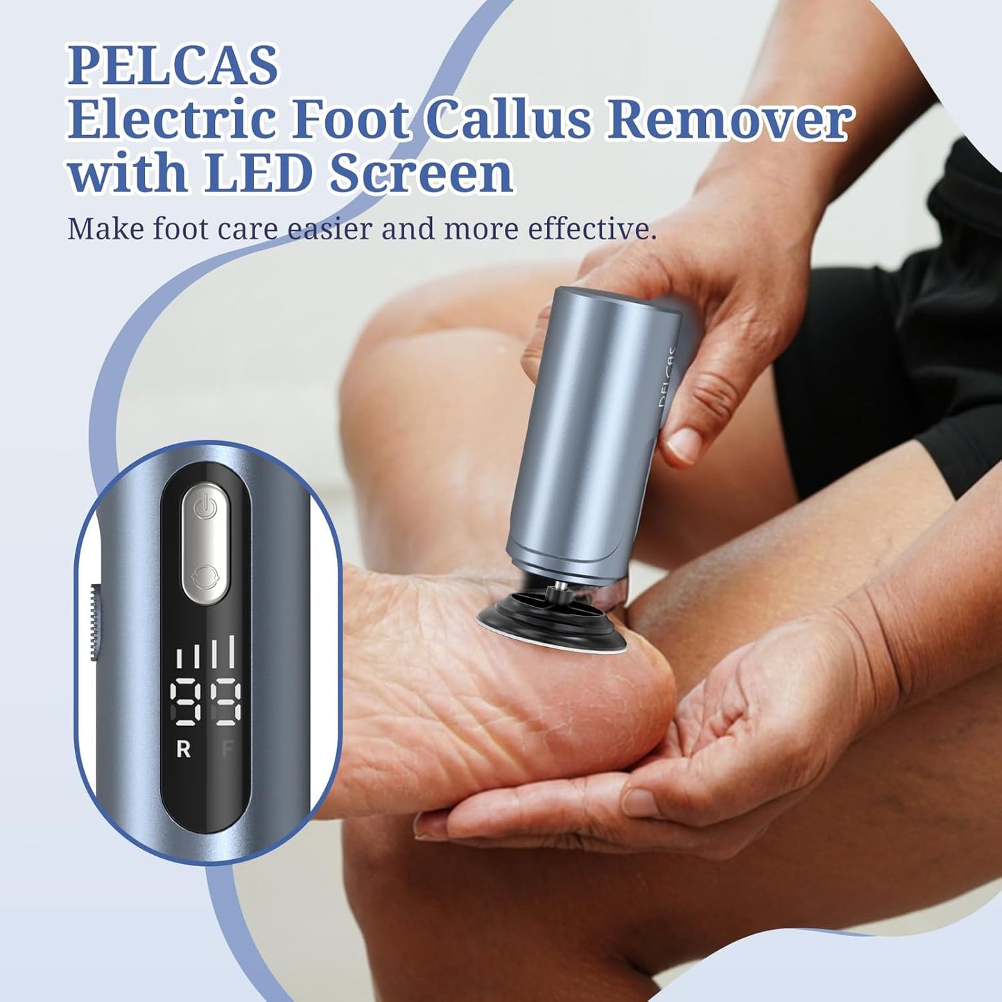 Electric Foot Callus Remover - Upgraded 2-in-1 Manicure & Pedicure Kit with LED Screen | Cordless Grey Filer for Thick Nails