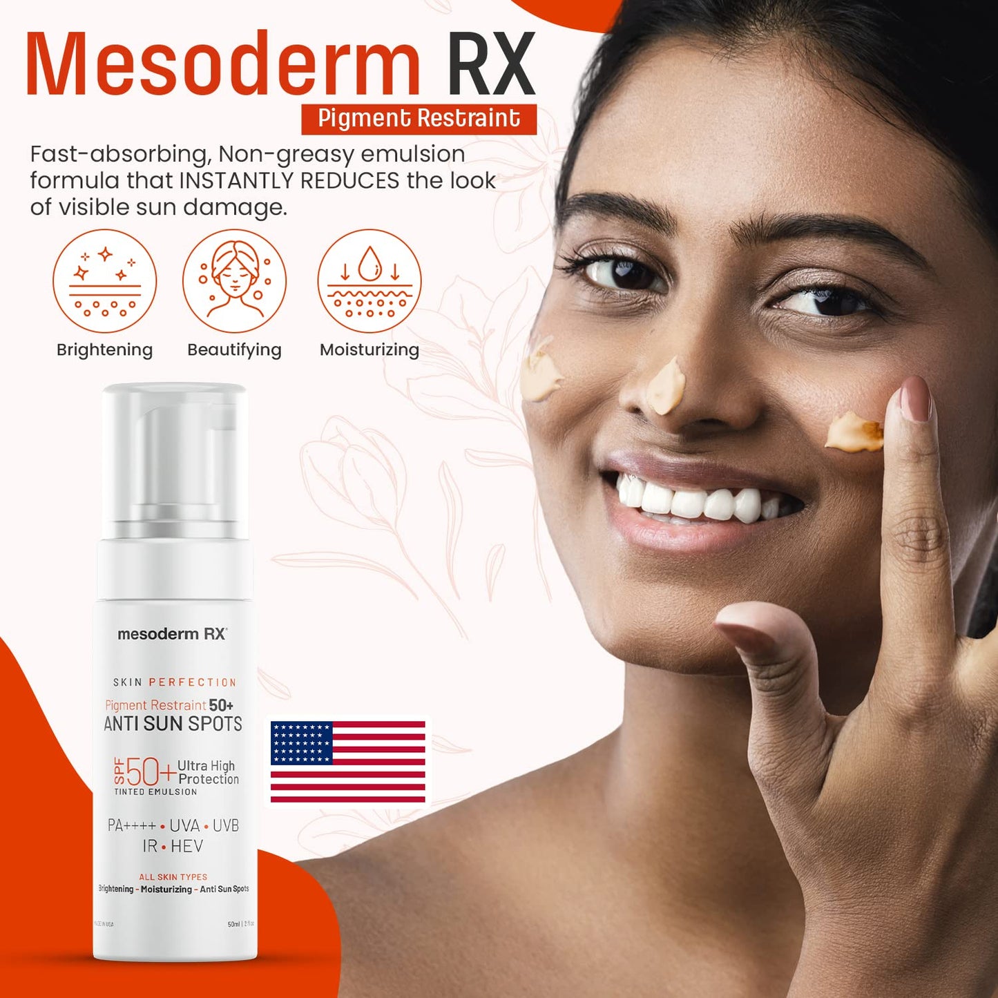 Mesoderm RX Pigment Restraint Anti Sun Spots Ultra High Protection Pigment Control-Protects Skin against Blue Light UVB, UVA, HEV, IR-Facial Sunblock, 50ml