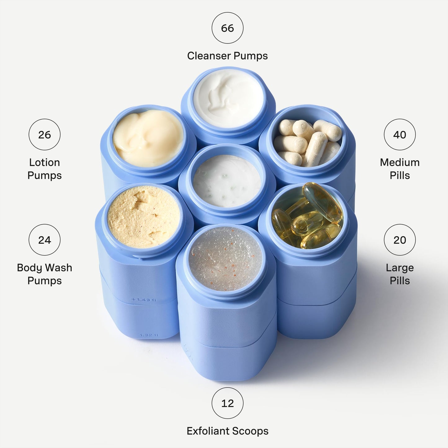 Cadence Extender - Adds Additional 1.43 fl oz - 3pk, Sand - Add On to Any Flex Magnetic Containers with Lids - TSA Approved, Leak Proof - Extension to Travel Bottles - Carry On Travel Essentials