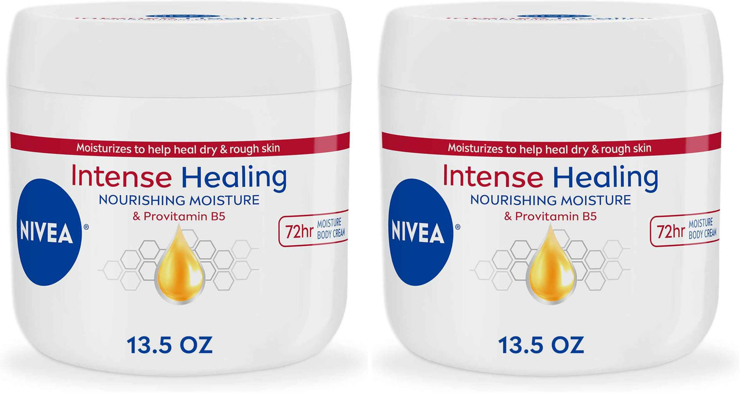 Nivea Intense Healing Cream, Moisturizing Body Cream for Dry Skin, 13.5 oz jar (Pack of 2)