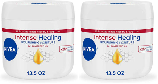 Nivea Intense Healing Cream, Moisturizing Body Cream for Dry Skin, 13.5 oz jar (Pack of 2)