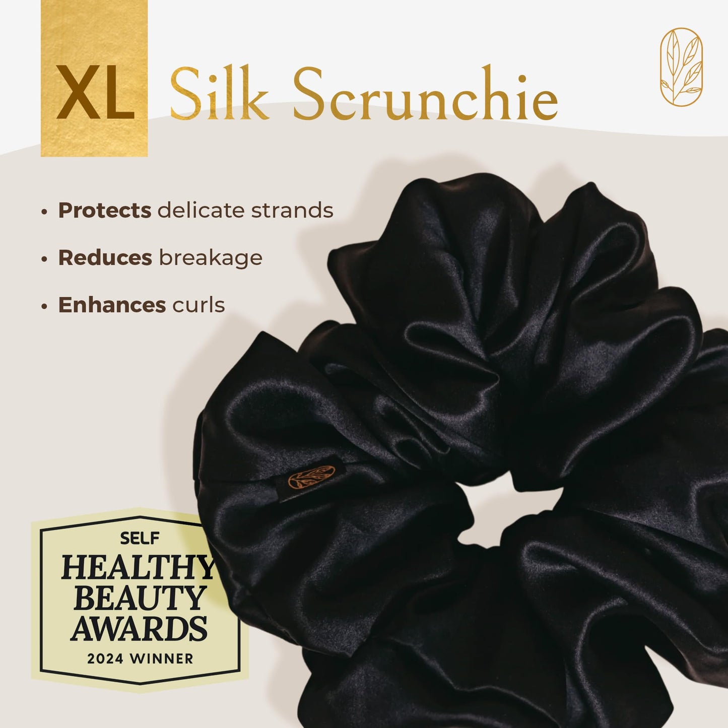 Silk Scrunchies Ponytail Holders – Oversized Mulberry Silk Scrunchies – Extra Large No Damage Hair Ties for Curly, Thick, and Thin - Hair Accessories for Women – Black & White, XL By Curlfriend