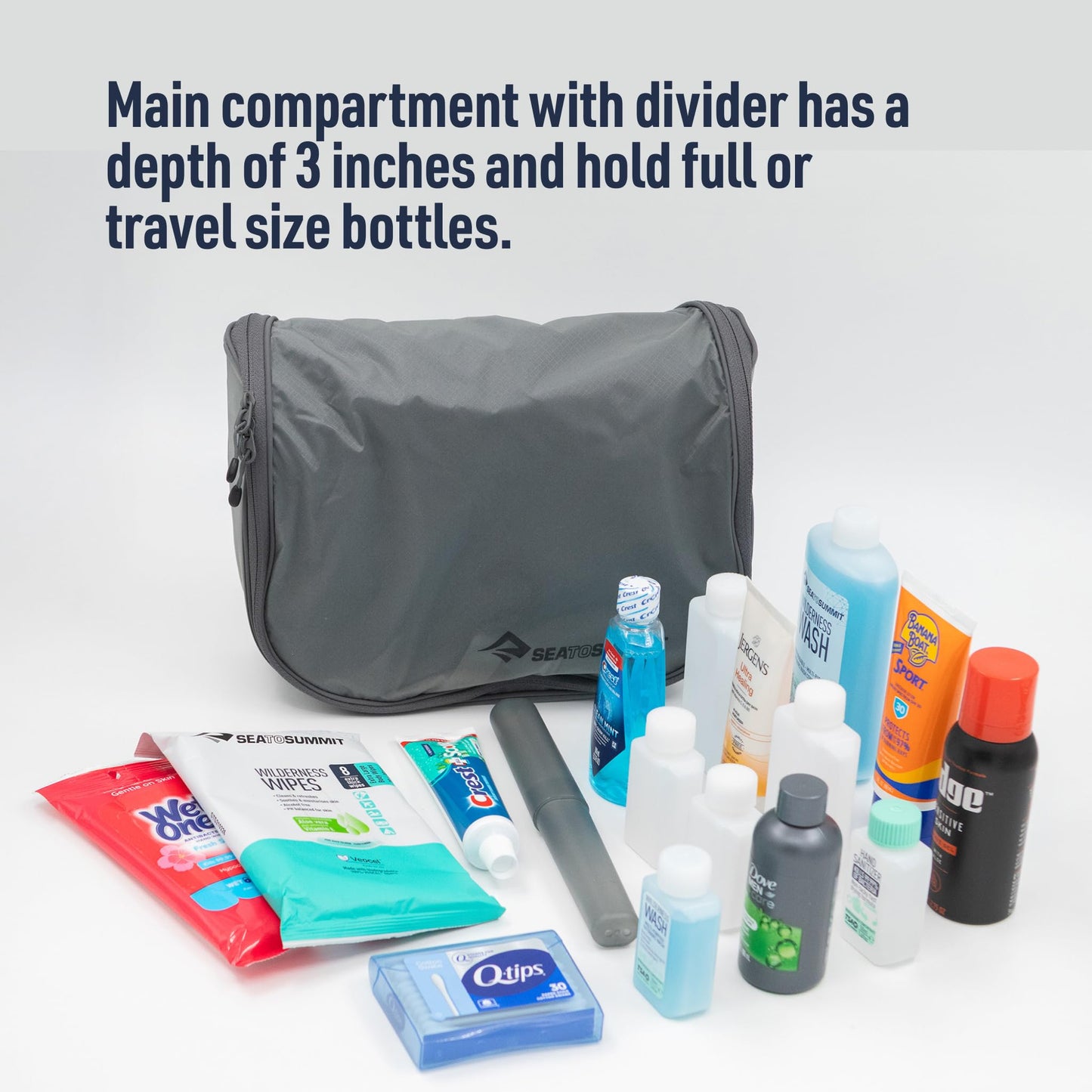 Sea to Summit Large Hanging Toiletry Bag, Travel Organizer for Men and Women, HighRise Grey