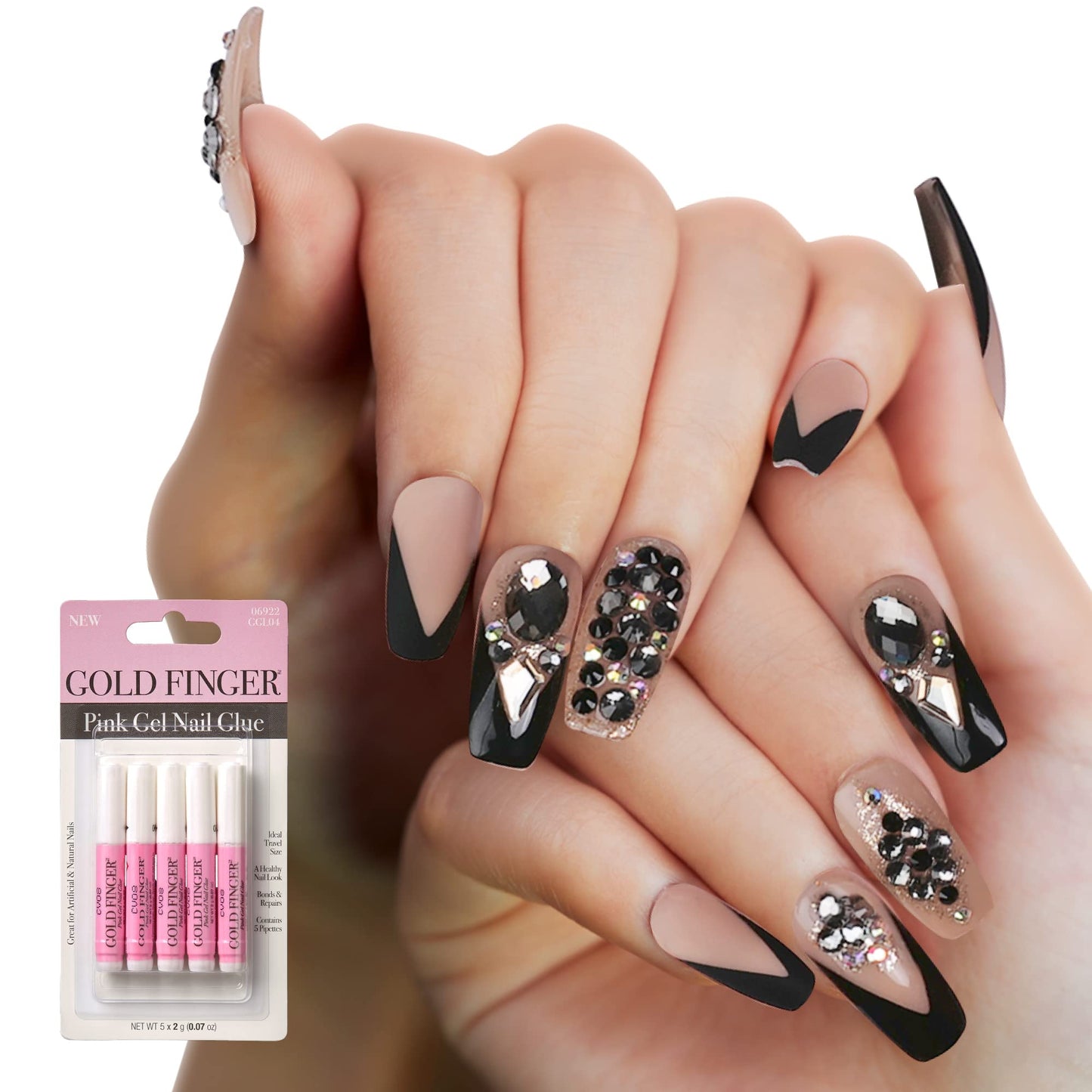 GOLDFINGER Premium False Nails Glue On Nails Press On Nails Glue Included (Breakme)