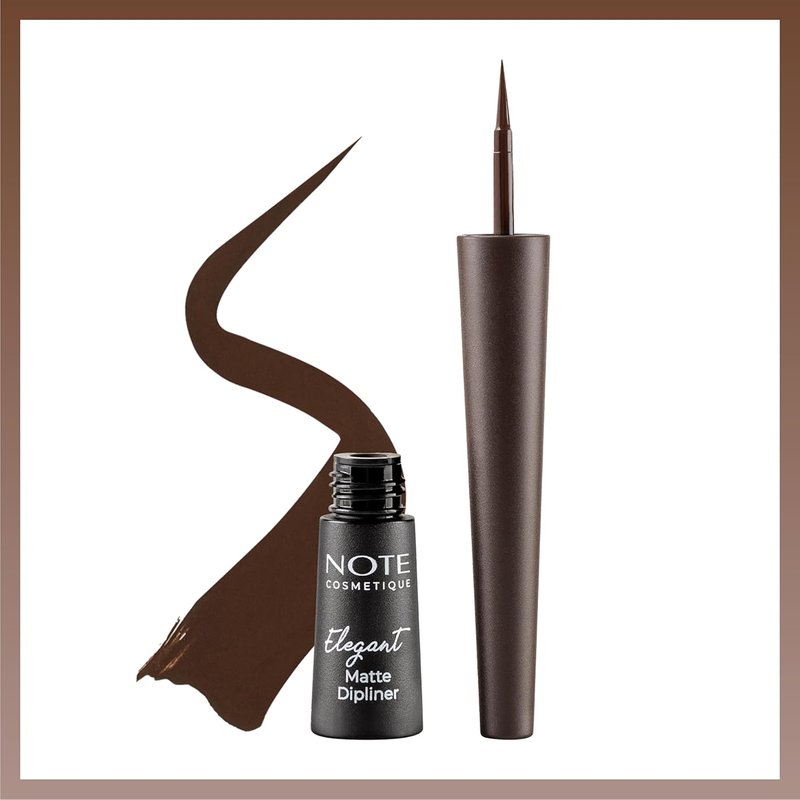 Elegant Matte Dipliner | Smudgeproof Waterproof Liquid Eyeliner - 02 Coffee Brown - 0.085 oz