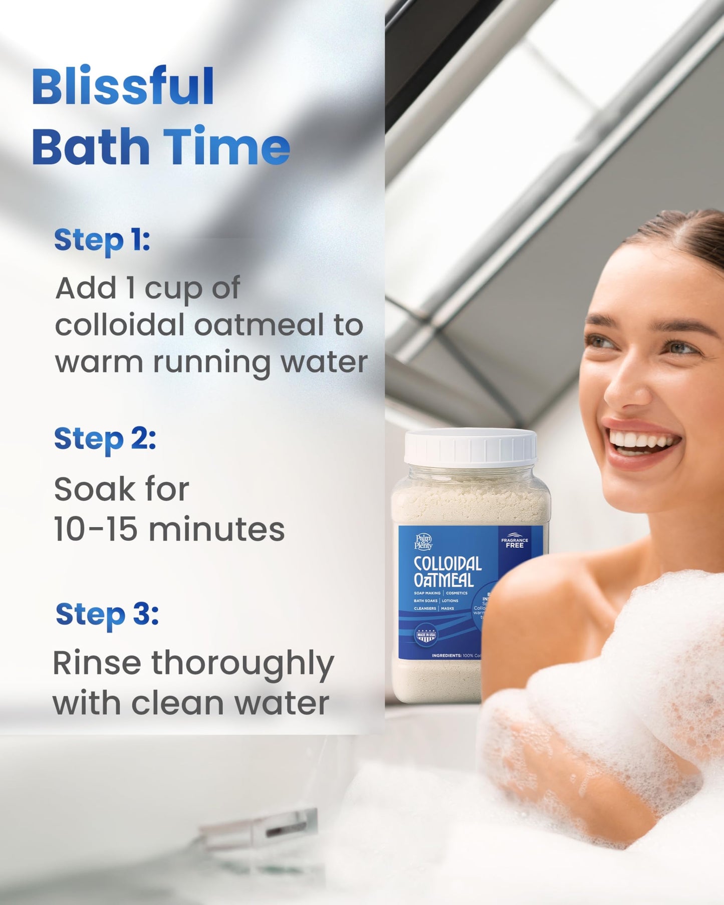 Palm and Plenty 100% Colloidal Oatmeal - Unscented, Ideal for DIY Bath Products, Skincare, Cosmetics, Natural Oatmeal Bath for Itching Adults, Soothing Agent for Itchy, Irritated Skin, 32oz