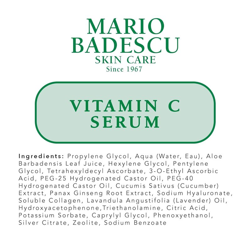 Mario Badescu Vitamin C Serum - Lightweight Anti-Aging Formula with Sodium Hyaluronate | 1 Fl Oz