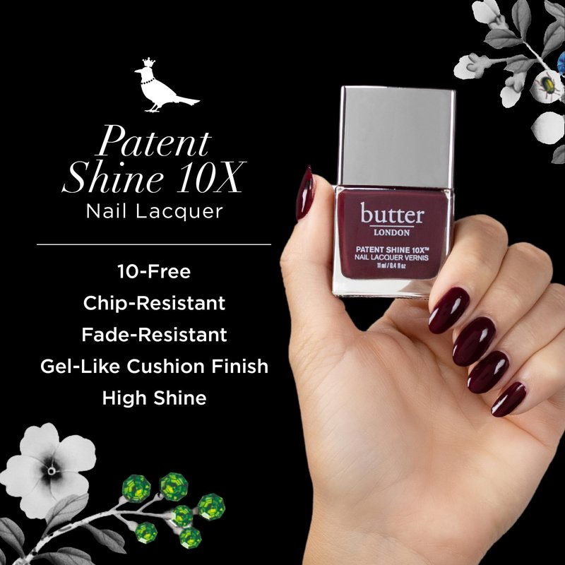 butter LONDON Patent Shine 10X Nail Lacquer, Gel-Like Finish, Chip-Resistant Formula, 10-Free Formula, Cruelty-Free, Polymer Technology, Afters