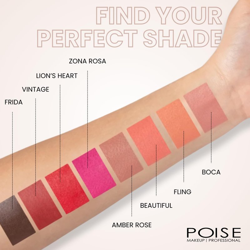 POISE Makeup HD Crème Lip and Cheek Compact | High Pigment Cheek Blusher and Lipstick in One Hydrating for Skin Infused w/Shea Butter, VINTAGE