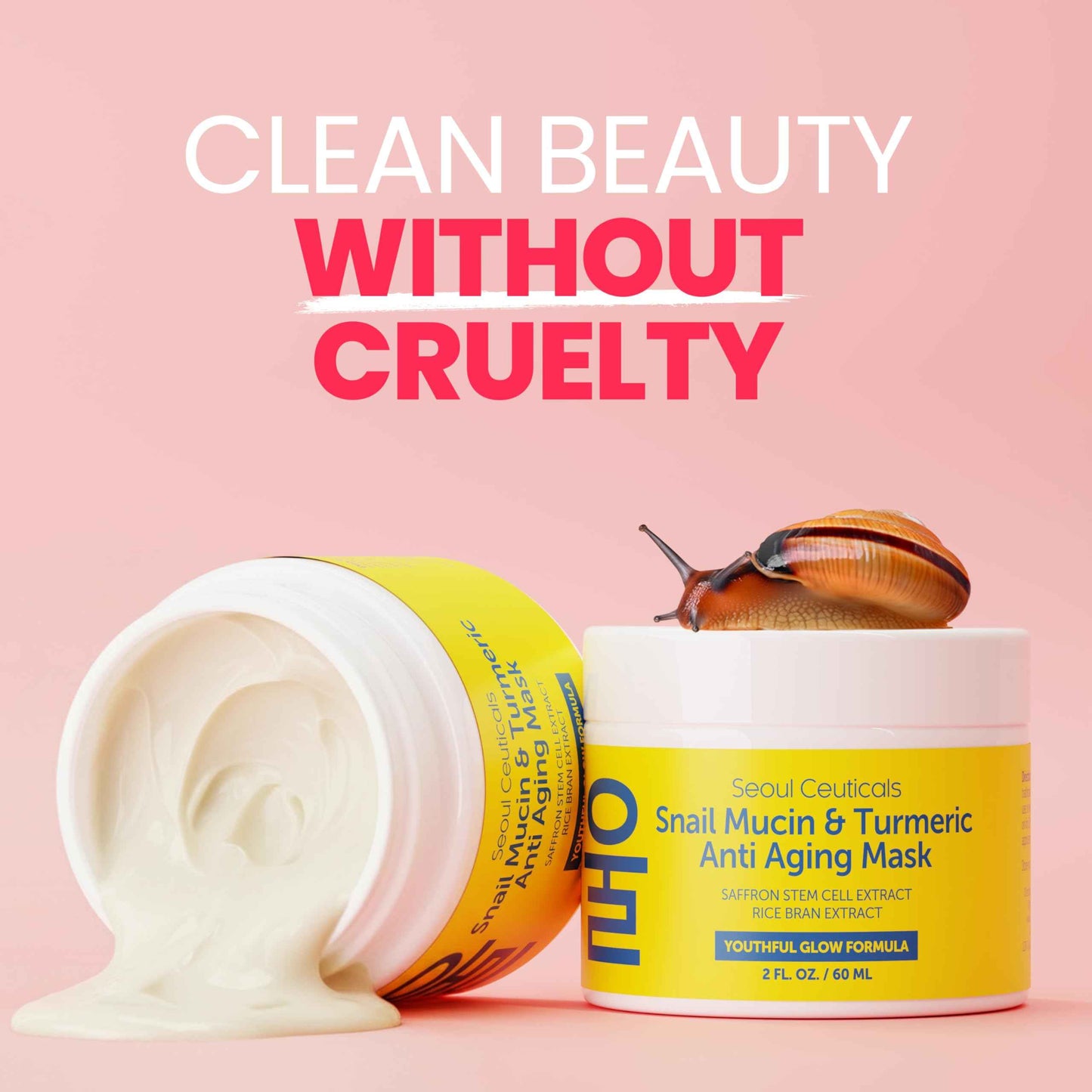 SeoulCeuticals Korean Face Mask Skin Care - Snail Mucin Turmeric Mask for Face – Cruelty Free K Beauty Anti Aging Face Mask for Healthy, Youthful Glow 2oz