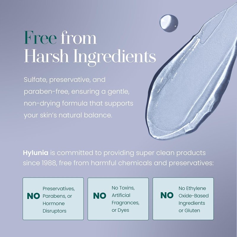 Hylunia Facial Cleansing Gel - Hydrating Makeup Remover with Hyaluronic Acid & Organic Lavender | 5.1 fl. oz.
