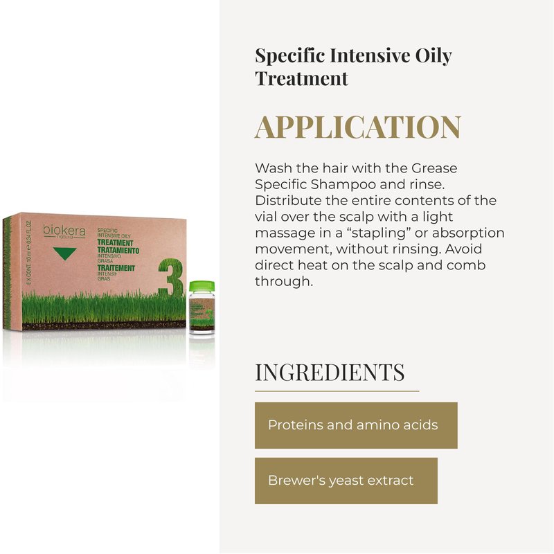 SALERM - Oily Hair Treatment - Intensive Grease Treatment Biokera Natura - 6 x 10 ml - Intensive Lotion for Oily Hair - with Proteins, Amino Acids, and Beer Yeast - Sebum Regulating