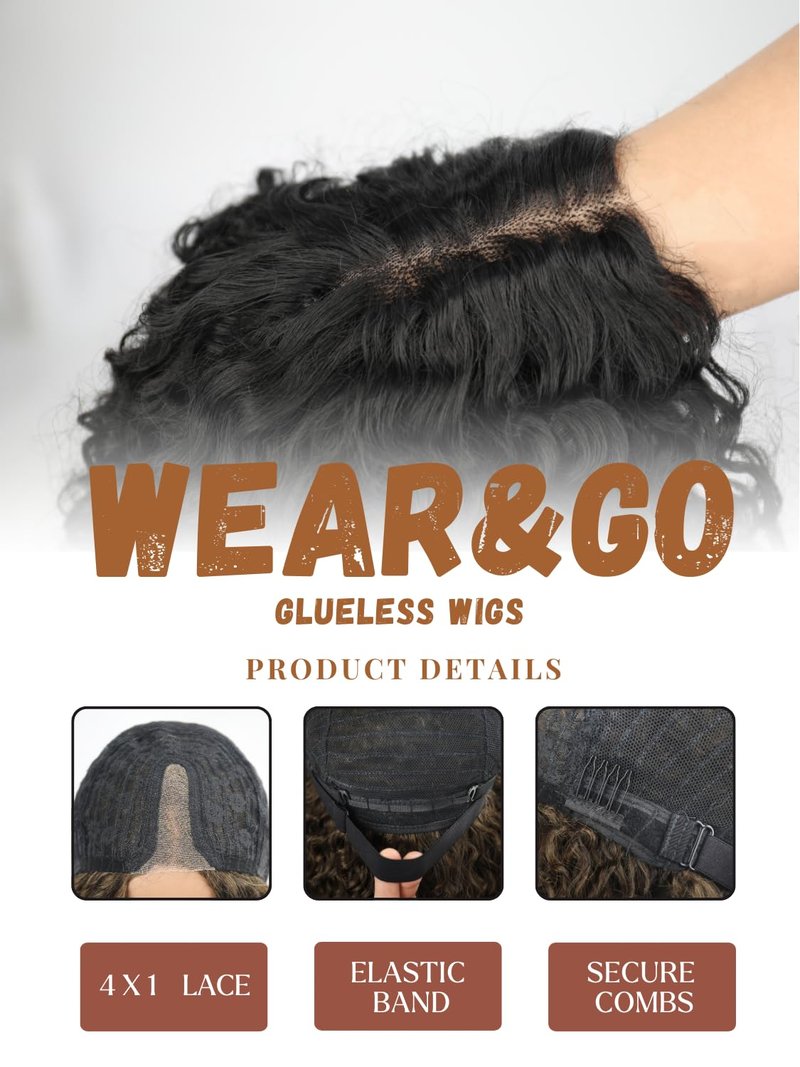 YKHJH 26 Inch Curly Wigs for Black Women,Synthetic Lace Front Wig Black Curly Wigs, Womens Wigs Protein Fiber Like Human Hair, Glueless Curly Hair Wig(Black)