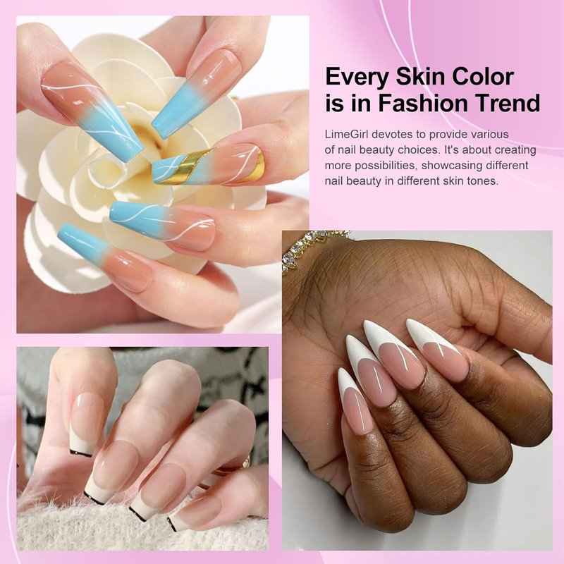 LimeGirl Gel Nail Polish Kit - 23PCS Salon-Grade UV Light Set | 7 Colors Including Classic French White & Mauve Grey