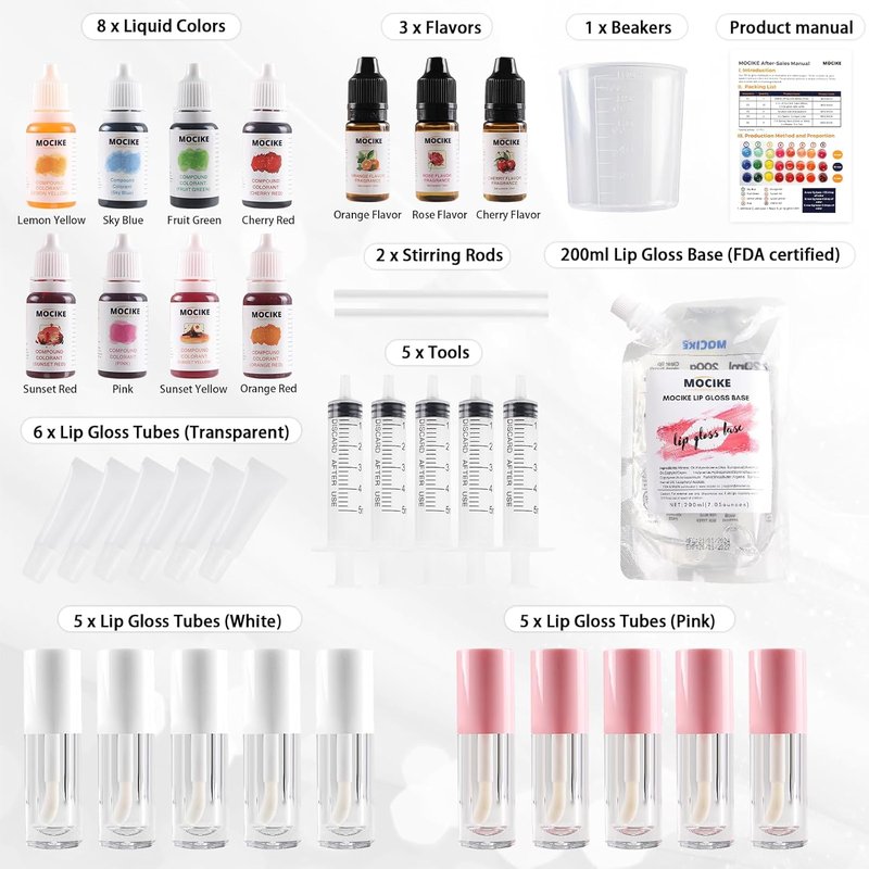 DIY Lip Gloss Making Kit - 37 PCS Craft Set for Adults | Create Your Own Custom Lip Gloss