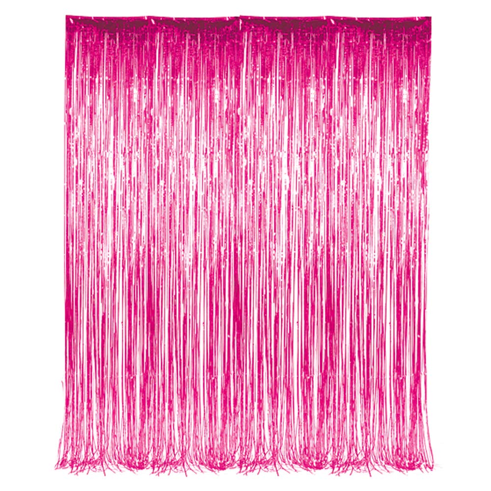 3' x 8' (36" x 96") Pink Tinsel Foil Fringe Door Window Curtain Party Decoration