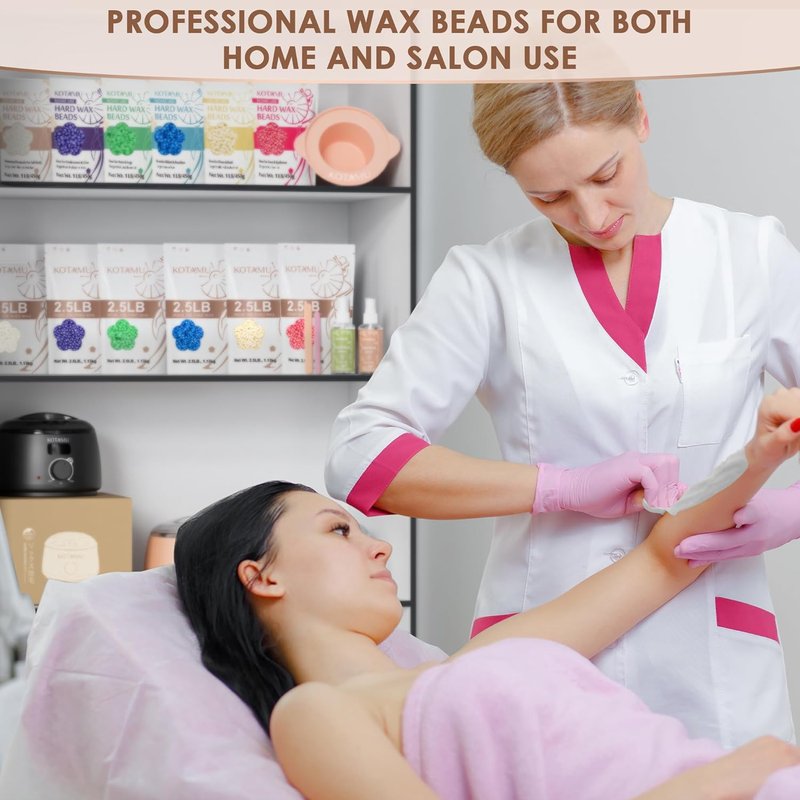 KOTAMU Waxing Beads - 2.5lb Hard Wax Beads for Hair Removal | Aloe Vera Wax Beans for Sensitive Skin, Ideal for Home & Salon Use