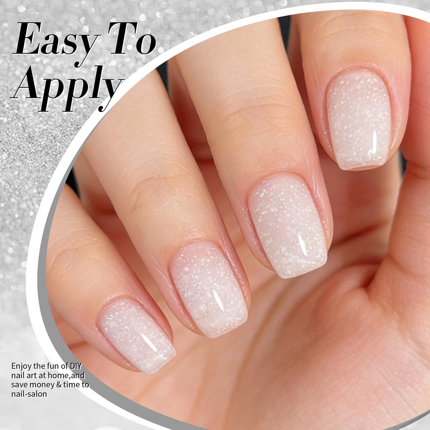 Born Pretty Jelly Gel Nail Polish, Shimmer Glitter Snow Jelly Gel, Milky White Translucent Natural Gel Nail Polish, Manicure Salon DIY for Women Girls 15ML