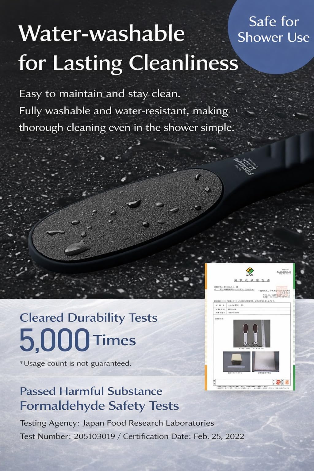 TSURULABO - Premium Black Foot Scrubber, Callus Remover Foot File with Coarse & Fine Sides, Water-Resistant Alternative to Pumice Stone for Feet, Heel Exfoliator, Pack of 1 Pedicure File for Grooming