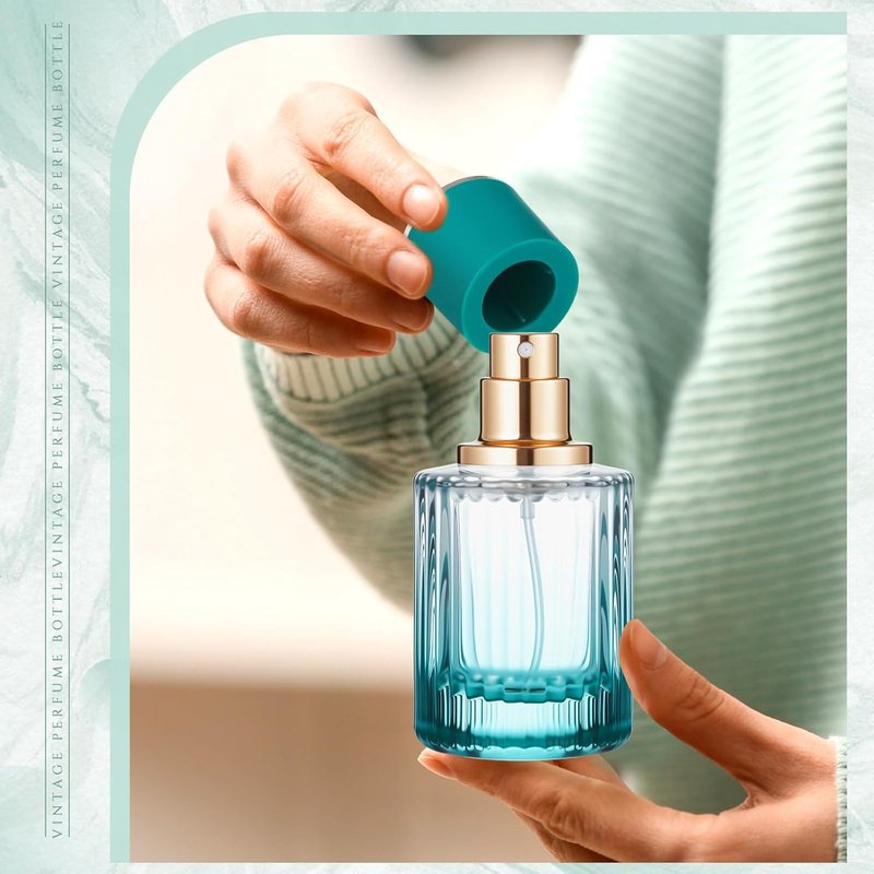 12 Pcs Empty Glass Perfume Bottles Set - Refillable Atomizer for DIY Fragrance | Vintage Design, 50ml