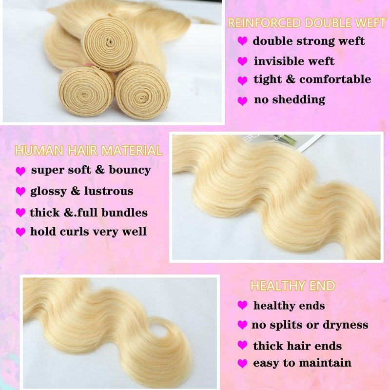 30 Inch Blonde Body Wave Hair Bundles - 100% Unprocessed Brazilian Virgin Hair Extensions
