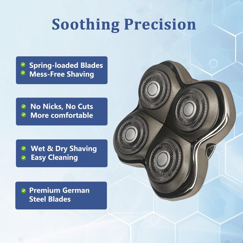 Pro 4Head Replacement Blade Compatible with S-Kull Pit-Bulls Gold PRO, Silver PRO, Platinum PRO, Butterfly Kiss PRO Head Shavers, German Stainless Blades, Floating 4 Heads for a Fast (1Pack) (3Pack)