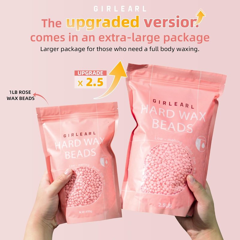 Hard Wax Beads for Hair Removal - Rose Oil Infused 2.5lb | Brazilian Wax for Sensitive Skin, Full Body Use