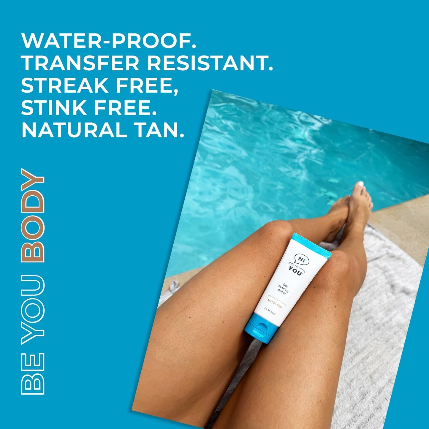 From the Creator of per-fekt beauty, Body & Leg Perfecting Bronzer | Instant, Healthy, Waterproof, Wash Off. DHA Free | Natural Looking Tan, Transfer Resistant | No Orange Skin, No Stink, No Streak.