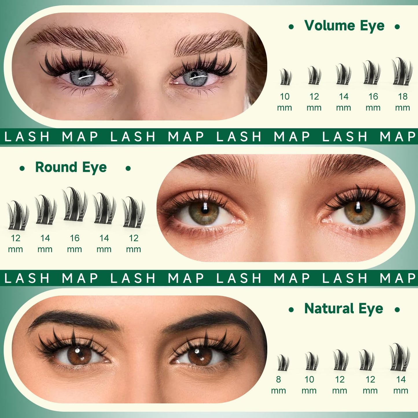 KEYYOU Manga Lash Clusters Fairy Cluster Eyelash Extensions Cosplay at home Wispy False Eyelashes 10-18mm Lashes Easy to Apply for Beginner Individual Fake Eyelashes D Curl Extension with Spikes