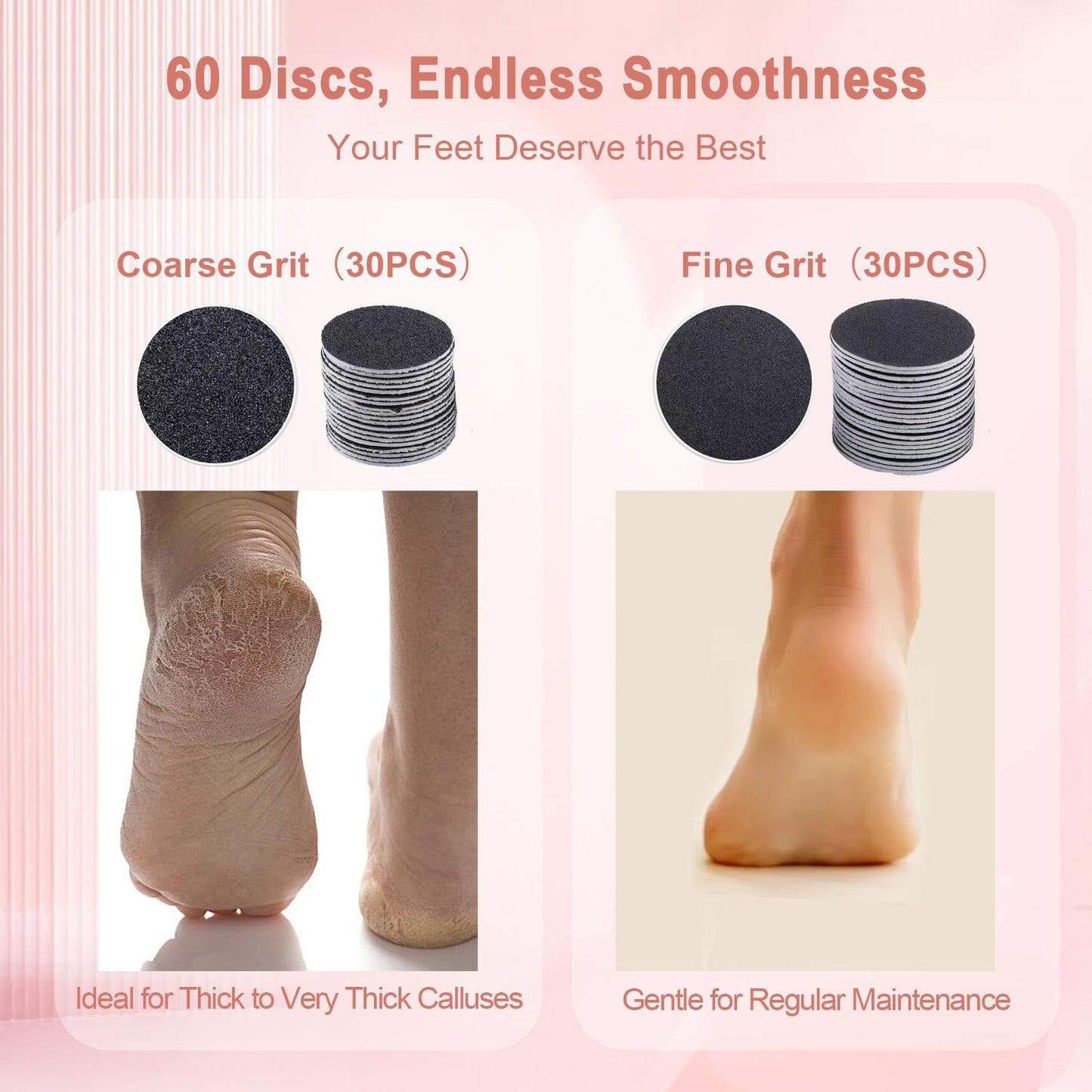 Electric Foot File 2026 Upgrades Foot Callus Remover,Electric Callus Remover for Feet with 60 Pcs Sandpaper Discs, Foot File with Speed Controller,for Dead Dry Crack Skin Calluses
