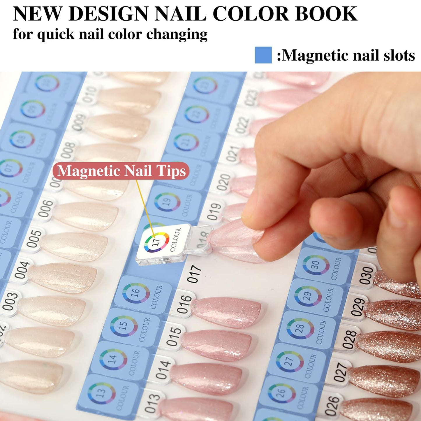 C12rtive 180 Magnetic Nail Swatch Book,Leather Magnetic Color Display Book with 192 Magnetic Tips & 1-180 Number Labels,Perfect for Nail Polish Nails Art Design(Grey)