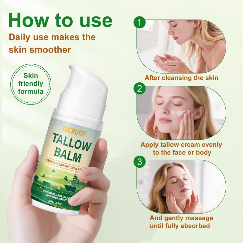 Organic Grass-Fed Beef Tallow & Raw Honey Balm – Handmade Whipped Moisturizer for Face & Body, Soothes Eczema, Rosacea, Dry & Sensitive Skin – Unscented, All-Natural, Chemical-Free (6 Packs / 12oz)