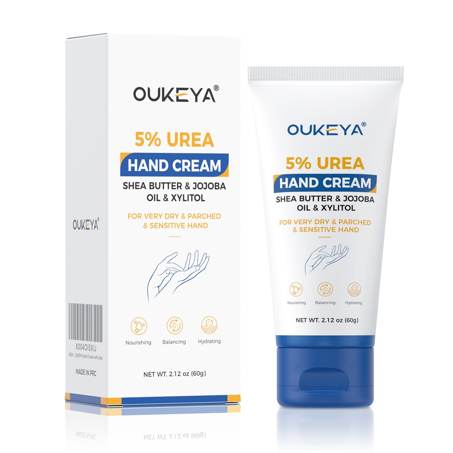OUKEYA Urea Hand Cream - With 5% Urea Deep Nourishment for Hands, Fast-Absorbing Hydration for Soft Skin with Jojoba Seed Oil & Shea Butter - Perfect Travel Size for On-the-Go Care