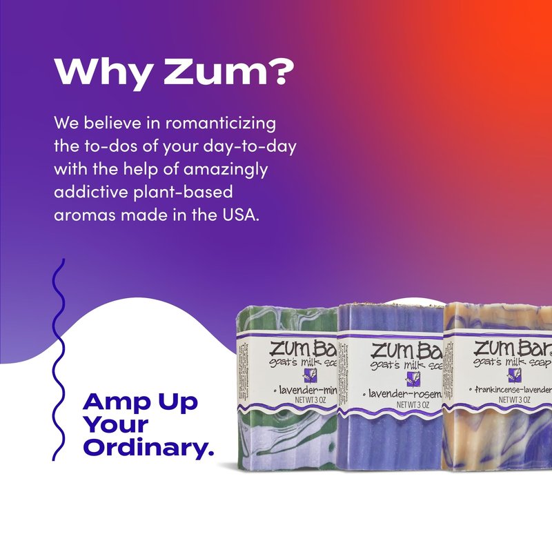 Zum Indigo Wild Goat's Milk Soap Bar - Bar Soap for Hands & Body Made with Essential Oils - 3 oz - Lavender Blends (3 Pack)
