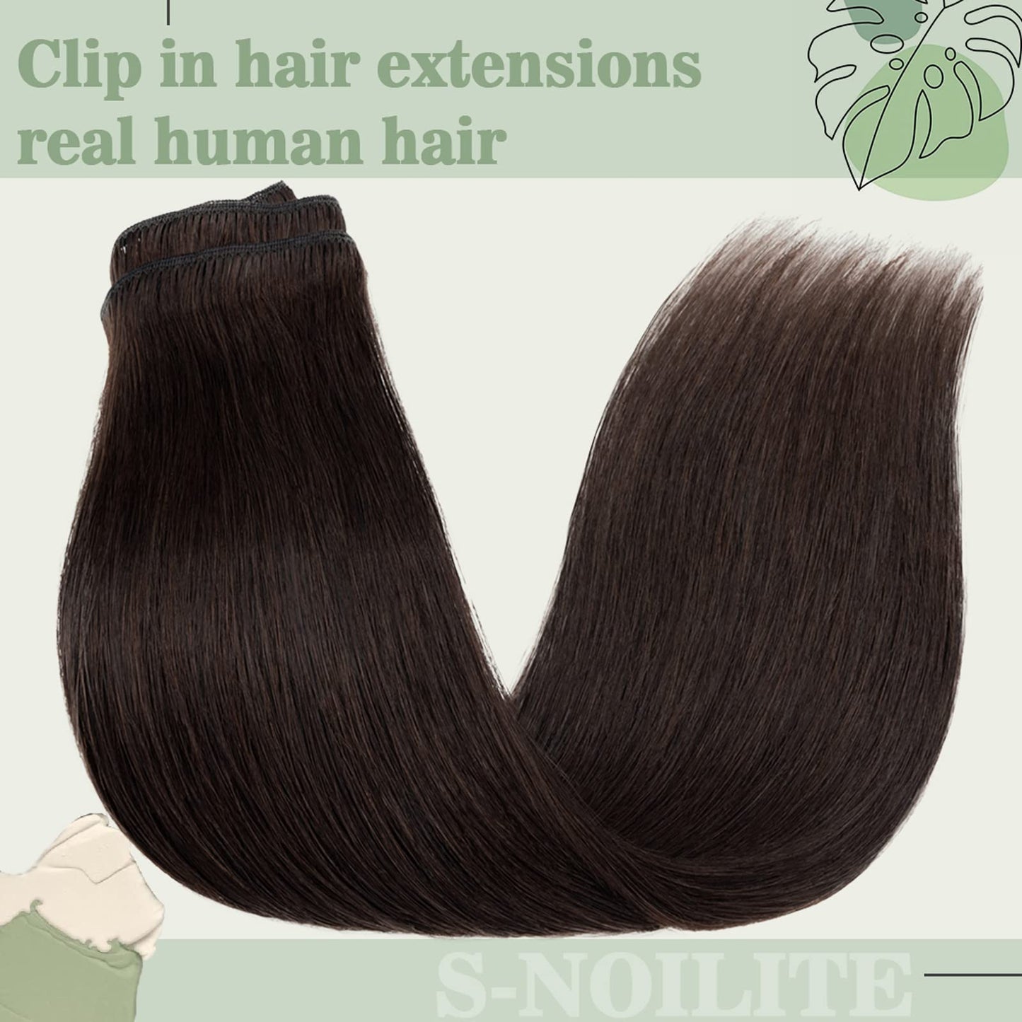 S-noilite Clip in Hair Extensions Human Hair Dark Auburn Human Hair Short Hair Clip in Extensions Full Head 8 Pieces/18 Clips 100% Real Human Hair Silky Straight 10"-70g Dark Auburn (#33)