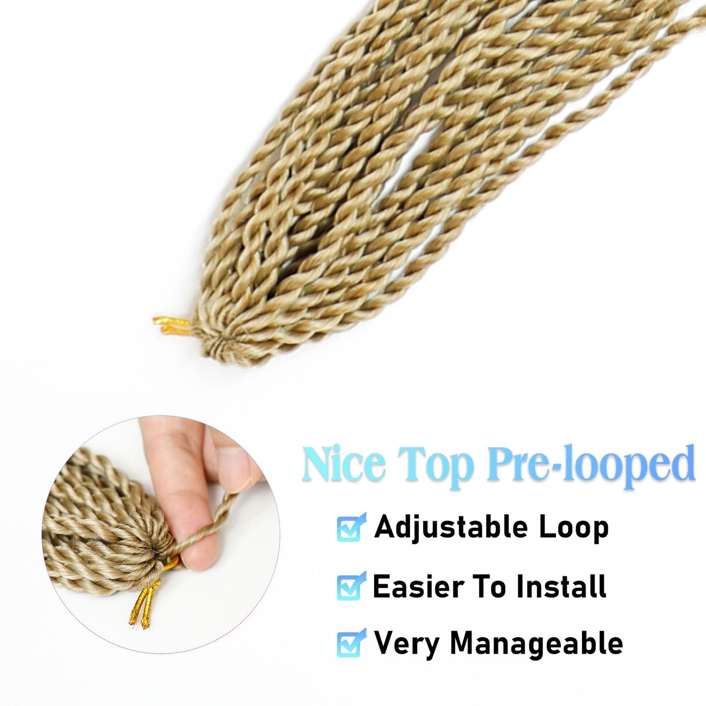 Senegalese Twist Crochet Hair for Black Women 24inch Boho Island Twist Crochet Braids With Curly Ends 20strands/pack Pre looped Goodess Boho Box Braids Hair for Braiding Hair Extensions(27/613, 7pack)