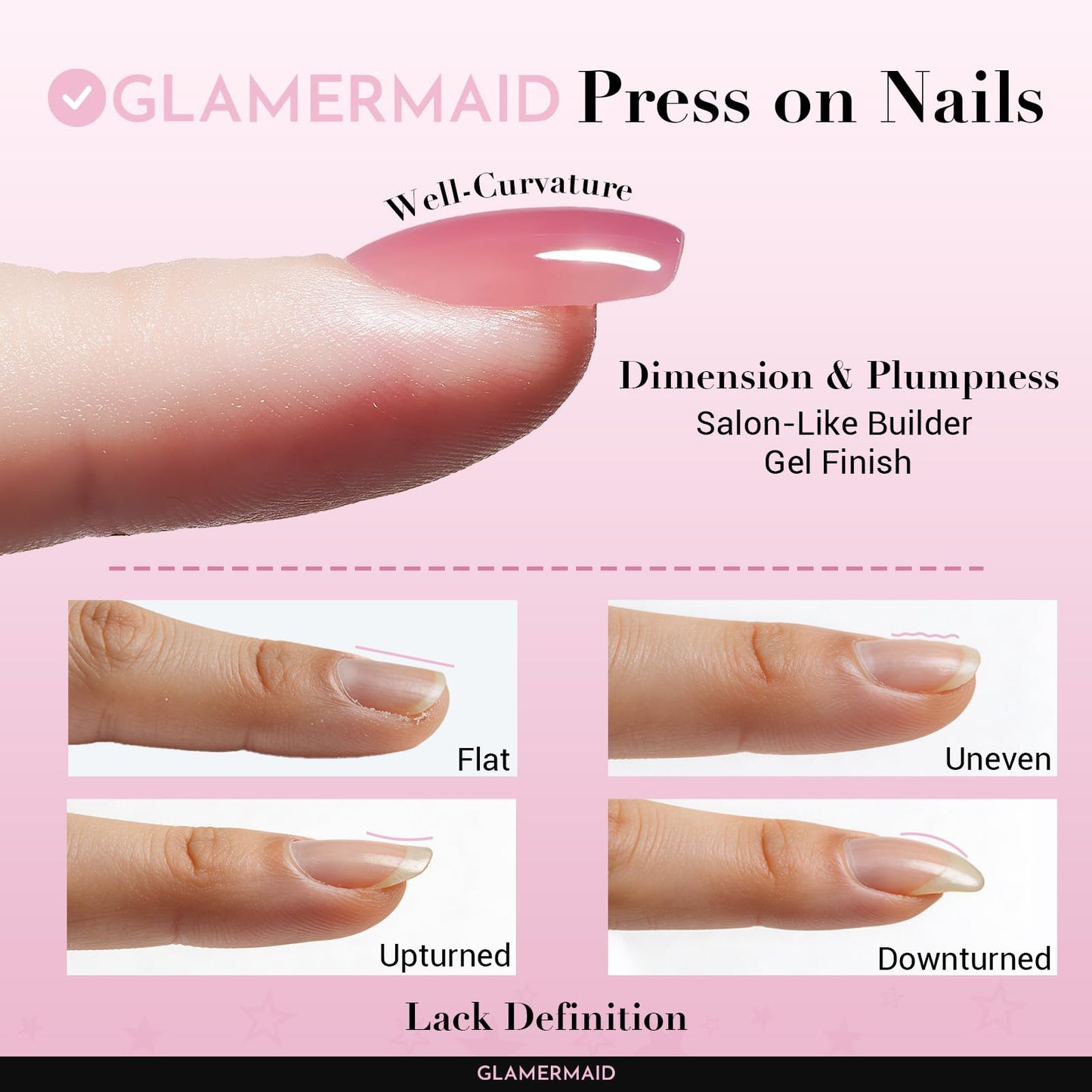 GLAMERMAID Hot Pink Short Press on Nails, Bright Extra Short Squoval Glue on Nails for Women, Spring Summer Square Jelly Soft Gel Fake Nails, Round Reusable Acrylic False Nails Manicure Kit for Women