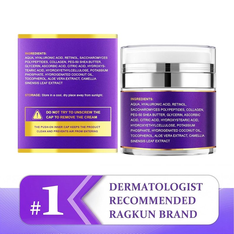 Ragkun Retinol Neck & Face Dual-Action Set—Collagen & Hyaluronic Acid Firming Neck Cream, Anti-Aging Day & Night Moisturizer, Instant Face Lift Wrinkle Creams for Women & Men, 2-Pack