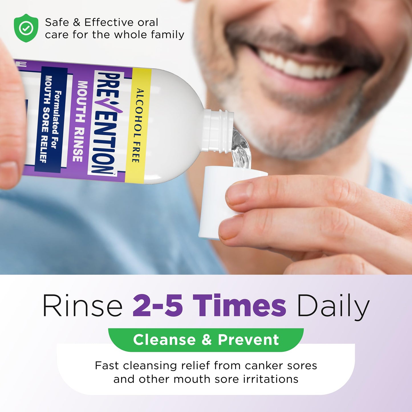 Prevention Mouth Sore Mouth Rinse, Canker Sore Treatment, Oral Pain Relief Mouthwash for Ulcers and Sores, Braces, with Hydrogen Peroxide, Alcohol-Free, Fluoride Free, 16 oz, Soothing Mint, 2 Pack