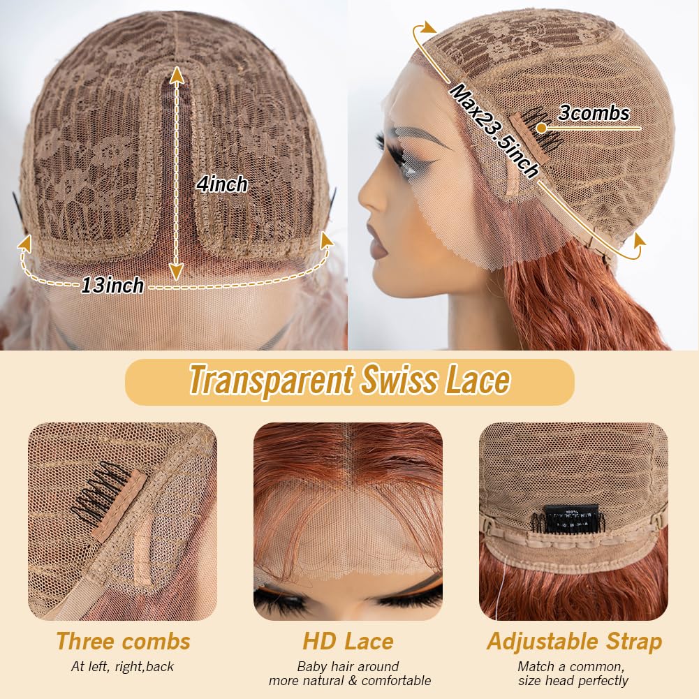 Super Long 36-Inch Lace Front Wig - Synthetic Hair Bohemian Waves | 5-Inch Middle Parting (130T)