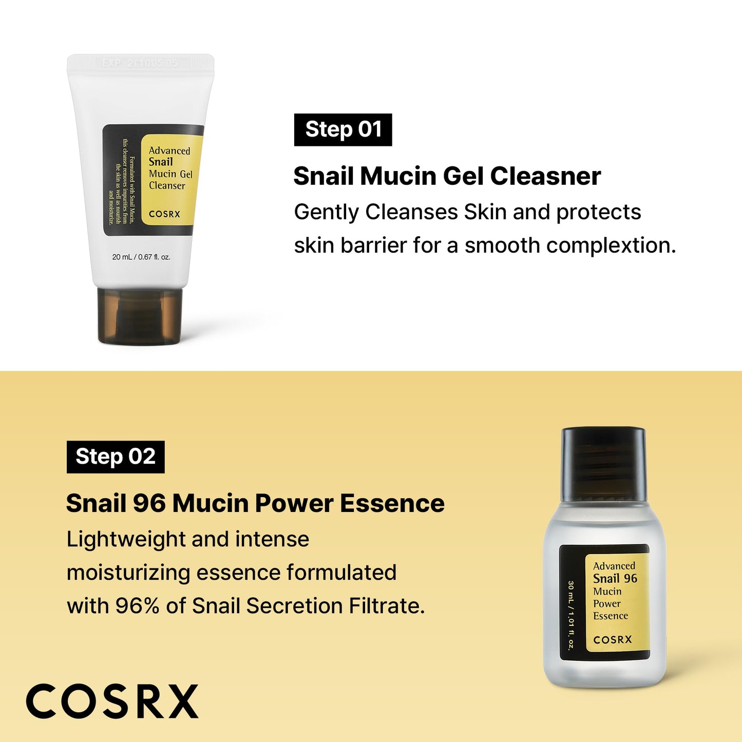 COSRX All About Snail Mucin Korean Skin Care Set, Mini Travel Essentials, Travel Size Gift Set with Snail Mucin Face Wash, Serum, Moisturizer & Eye Cream, Rejuvenating Kit, Mothers Day Gifts for Mom