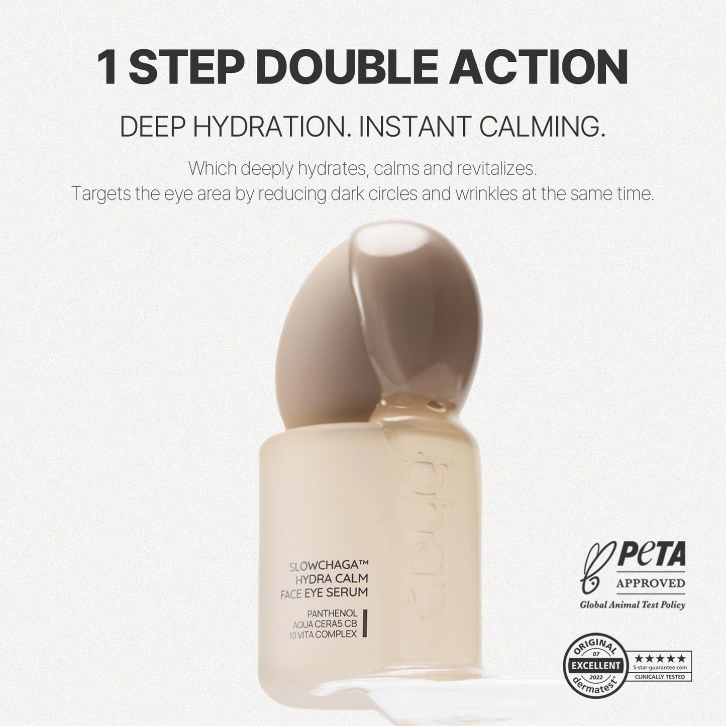 BHAB SLOWCHAGA Hydra Calm Face & Eye Serum - Hydrating Korean Serum with Panthenol & Ceramide for Barrier Repair, Soothing Sensitive Skin, Glass Skin Glow, 1.69 fl oz (50ml)