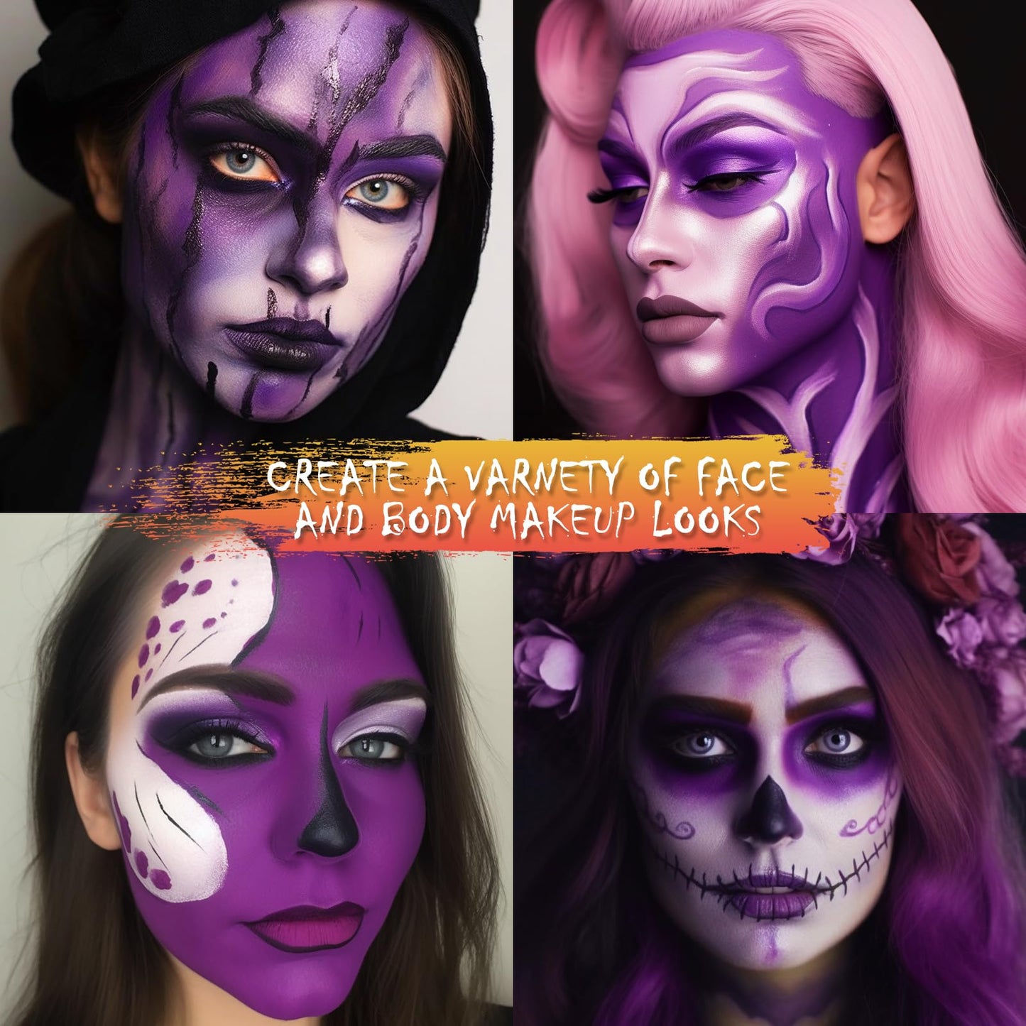 BOBISUKA Light Purple Face Body Paint Liquid Texture Washable Non Toxic Facepaint Fast Drying Foundation Makeup for Halloween Ursula Dabi Widowmaker Cosplay SFX Costume Party Large Capacity(130ml)