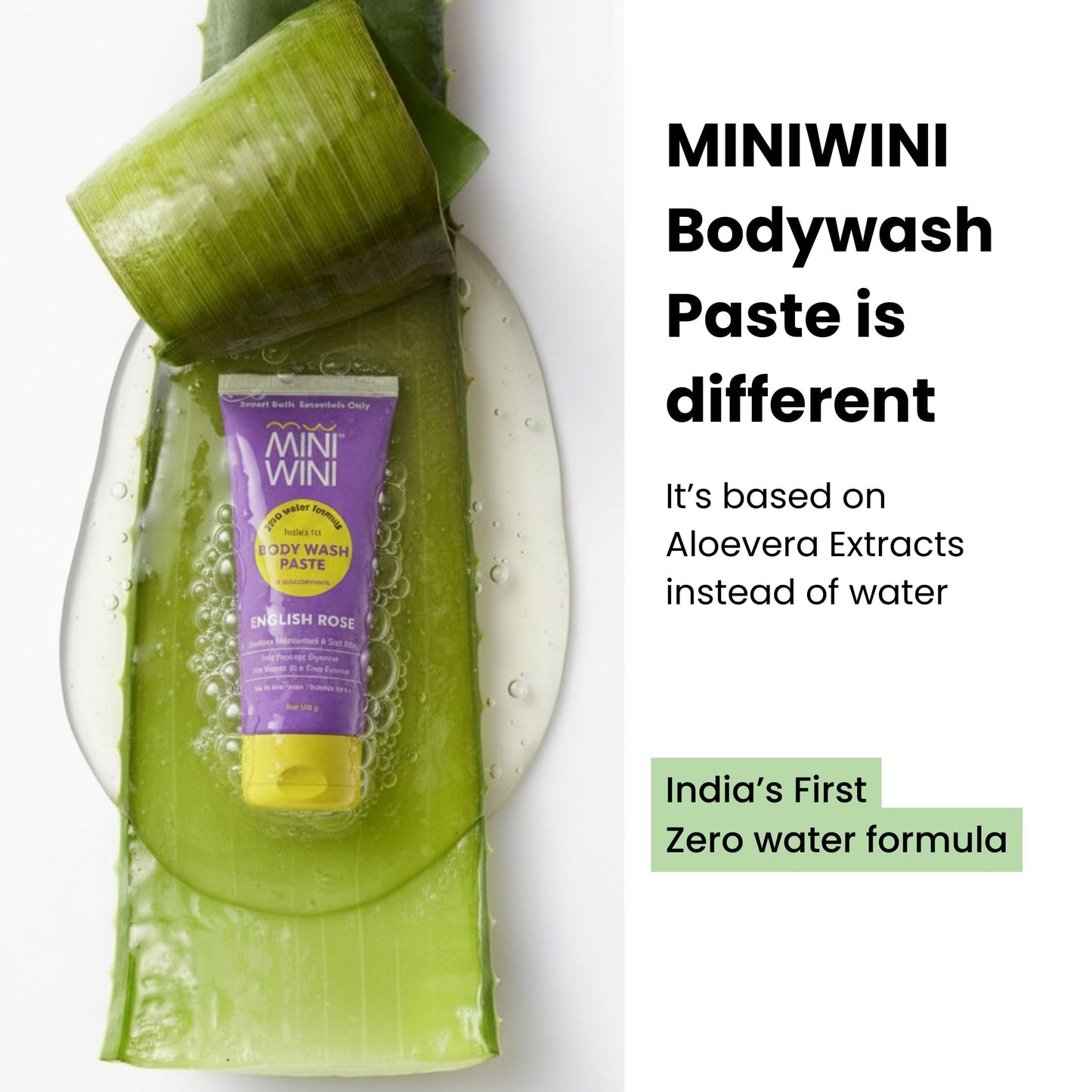 MINIWINI 2 in 1 Body wash Paste - Waterless 3X Concentrated Shower Gel for Face & Body, TSA Approved, Aloe-Base for Sensitive, Dry & Oily Skin, Vegan, Sulfate-Free, 100g (3.2 fl oz)