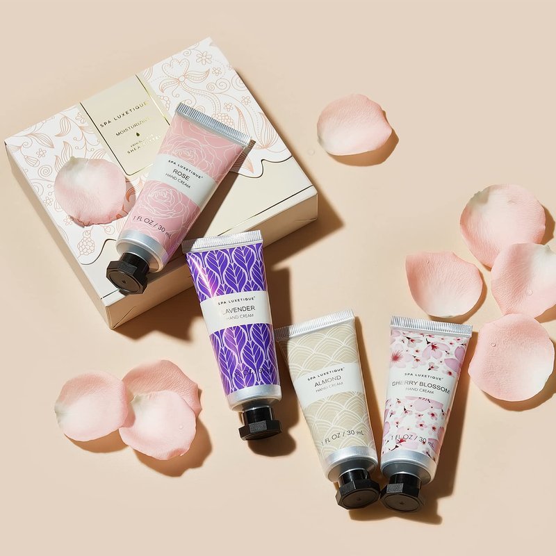spa luxetique Hand Cream Gift Set,Mothers Day Gifts for Mom,Teacher Appreciation Gift Nurses Week,4 Pack Shea Butter Hand Lotion Set for Dry Hands,Travel Size Hand Cream for Women Birthday Gifts