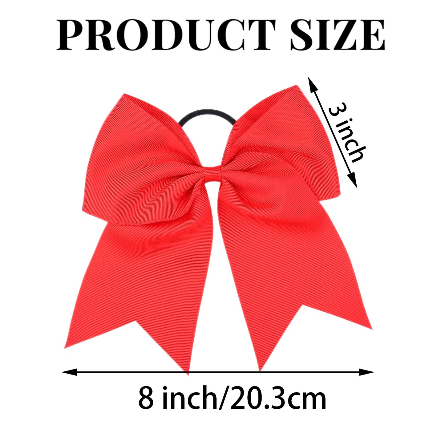 40 Pieces 8" Large Cheer Bows Ponytail Holder Elastic Hair Ties Grosgrain Ribbon Hair Accessories for Cheerleading Girls School College Sports (Red)