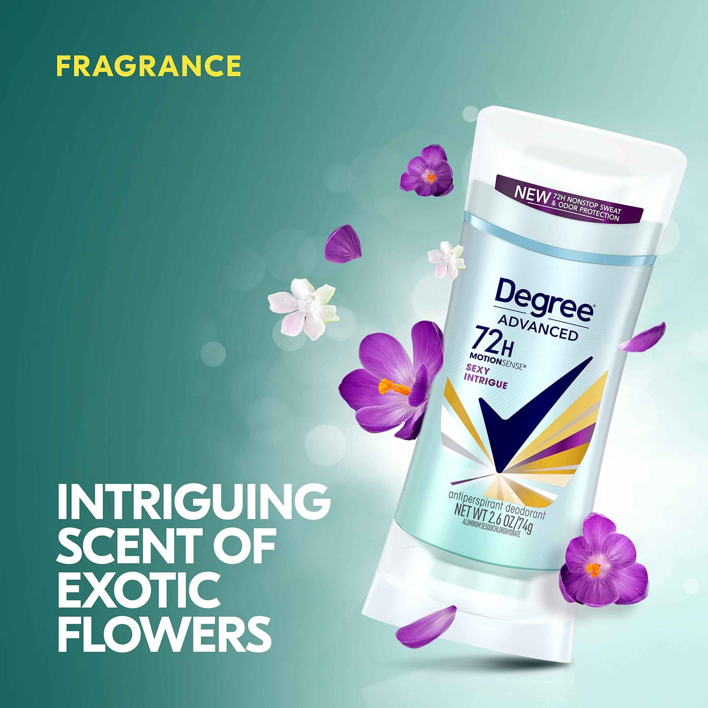 Degree Advanced Antiperspirant Deodorant 72-Hour Sweat & Odor Protection Sexy Intrigue Antiperspirant Deodorant For Women with MotionSense Technology 2.6 oz, Twin Pack